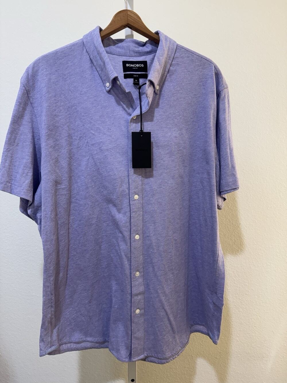 Bonobos Stretch Jersey Men's Shirt Stripe Purple Standard Fit XL XLxR